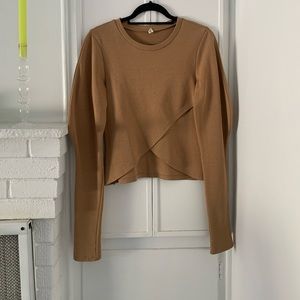 brown mutton sleeve long sleeve top/sweater